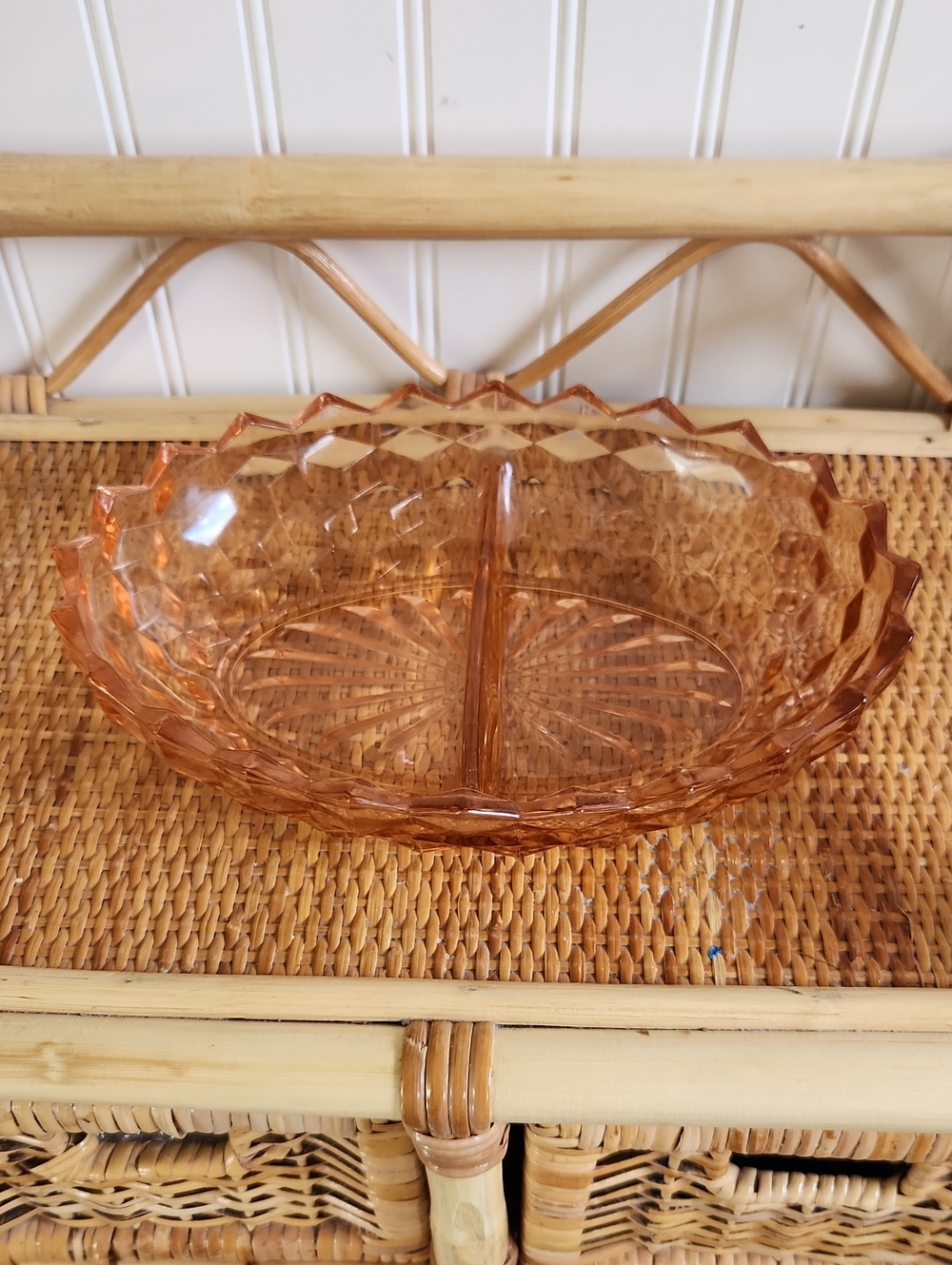 Fostaria Pink American Divided Glass Dish